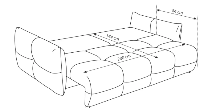 Divano letto in tessuto bouclè bianco Lisbona 245x110/144 cm