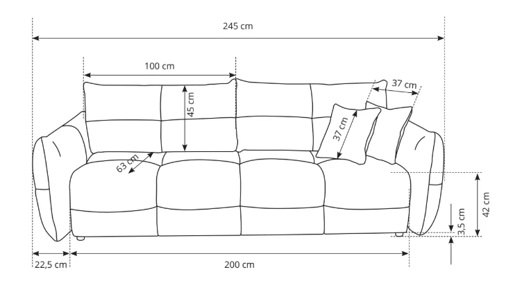 Divano letto in tessuto bouclè bianco Lisbona 245x110/144 cm