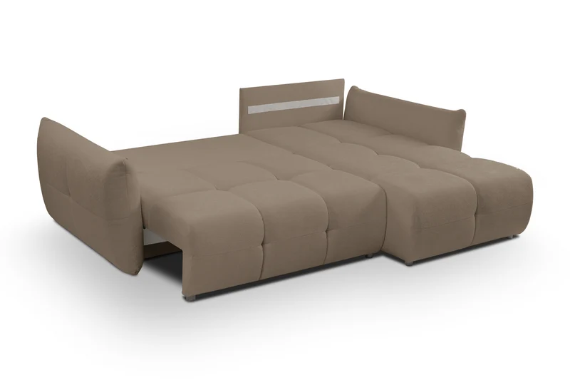 Divano letto angolare in tessuto cinigliato Dublino 257x111/177 cm