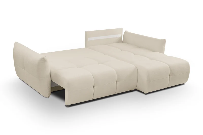 Divano letto angolare in tessuto cinigliato Dublino 257x111/177 cm