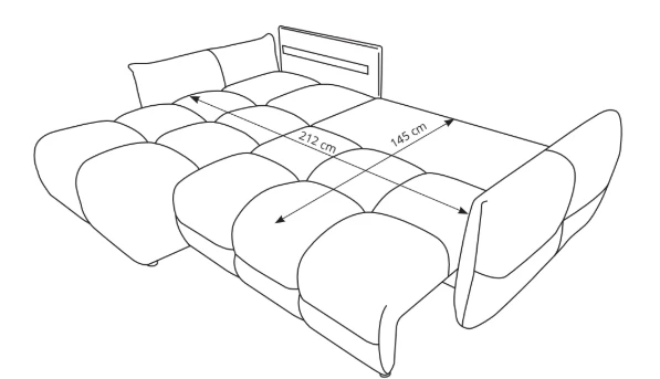 Divano letto angolare in tessuto cinigliato Dublino 257x111/177 cm