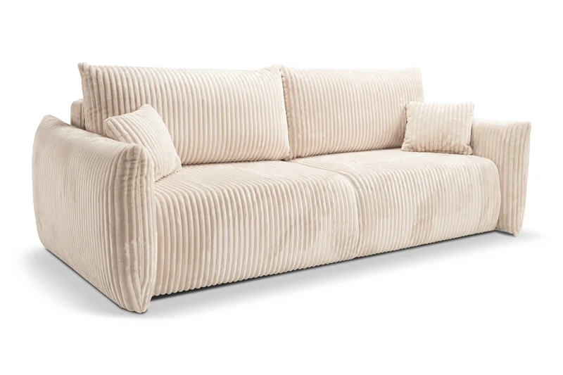 Divano letto in tessuto cannettato cashmere Marsiglia 240x108/145 cm