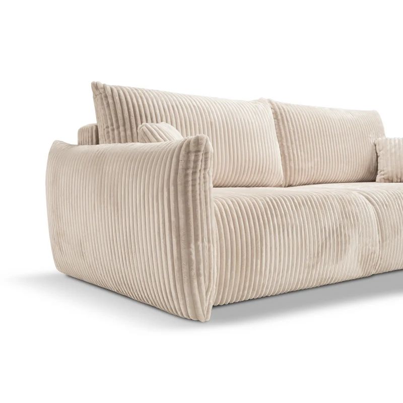 Divano letto in tessuto cannettato cashmere Marsiglia 240x108/145 cm