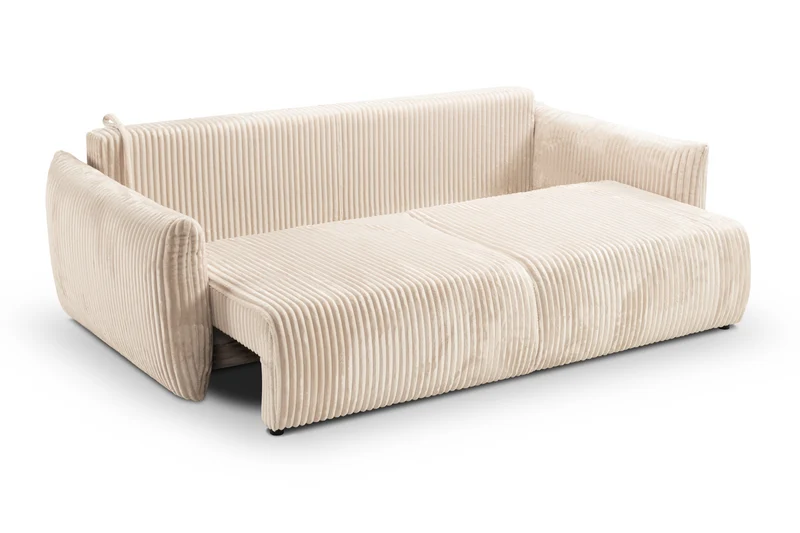 Divano letto in tessuto cannettato cashmere Marsiglia 240x108/145 cm