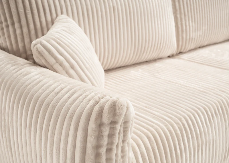Divano letto in tessuto cannettato cashmere Marsiglia 240x108/145 cm