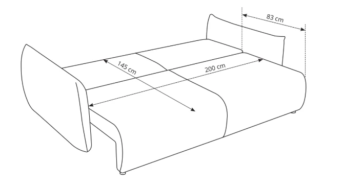 Divano letto in tessuto cannettato cashmere Marsiglia 240x108/145 cm