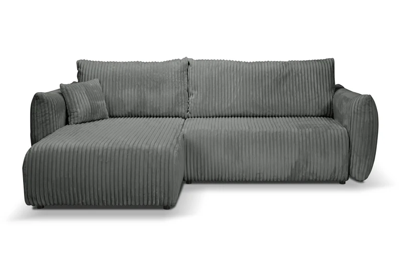 Divano letto angolare in tessuto cannettato Parigi 257x111/177 cm