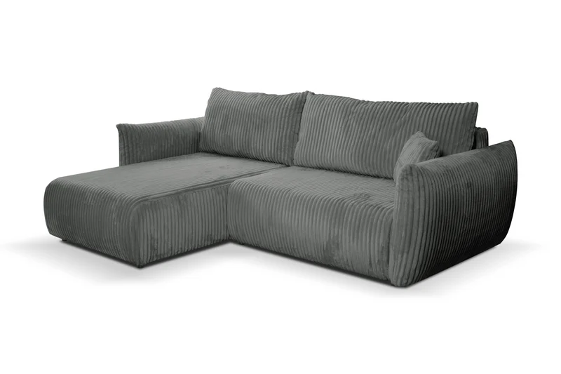 Divano letto angolare in tessuto cannettato Parigi 257x111/177 cm