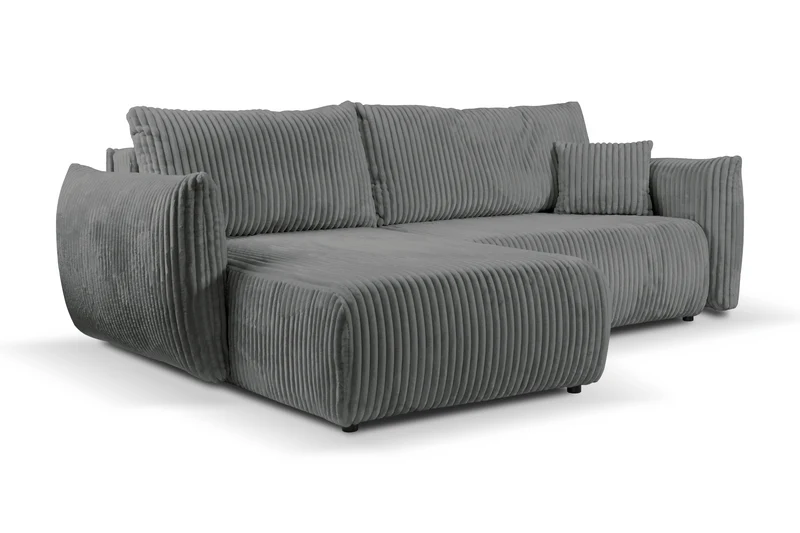 Divano letto angolare in tessuto cannettato Parigi 257x111/177 cm