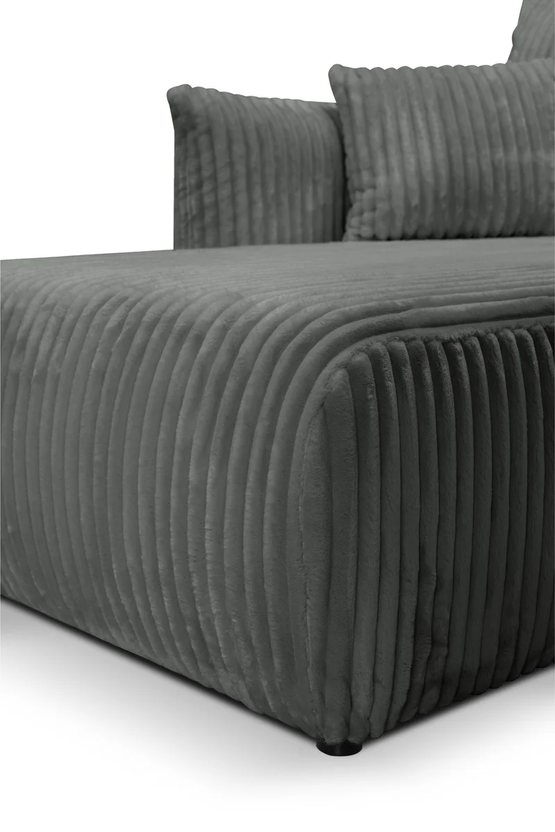 Divano letto angolare in tessuto cannettato Parigi 257x111/177 cm