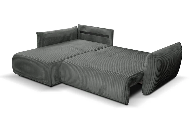Divano letto angolare in tessuto cannettato Parigi 257x111/177 cm