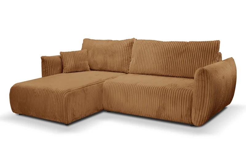Divano letto angolare in tessuto cannettato Parigi 257x111/177 cm