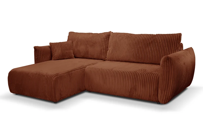 Divano letto angolare in tessuto cannettato Parigi 257x111/177 cm