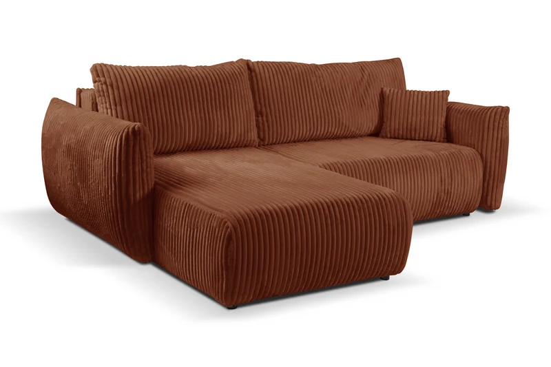 Divano letto angolare in tessuto cannettato Parigi 257x111/177 cm