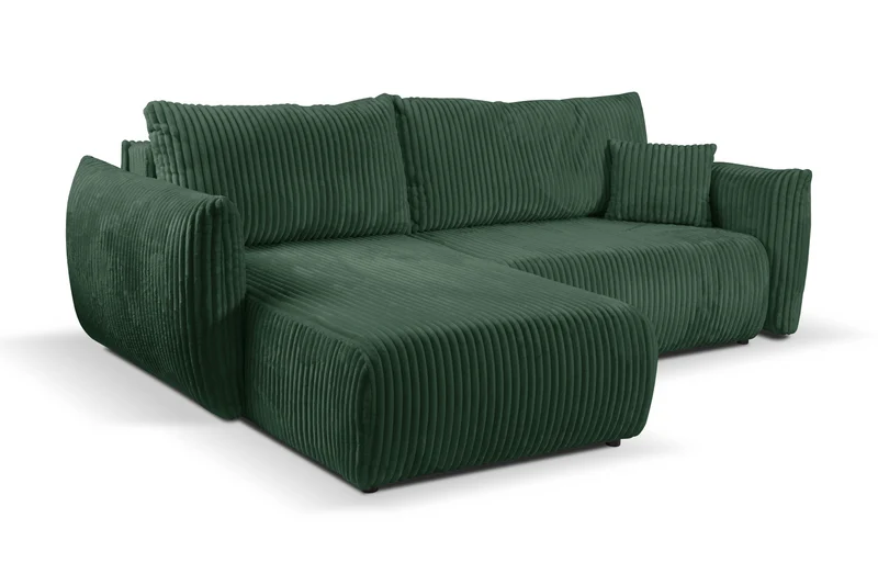 Divano letto angolare in tessuto cannettato Parigi 257x111/177 cm