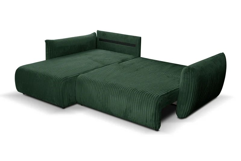 Divano letto angolare in tessuto cannettato Parigi 257x111/177 cm