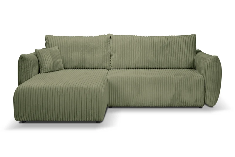 Divano letto angolare in tessuto cannettato Parigi 257x111/177 cm