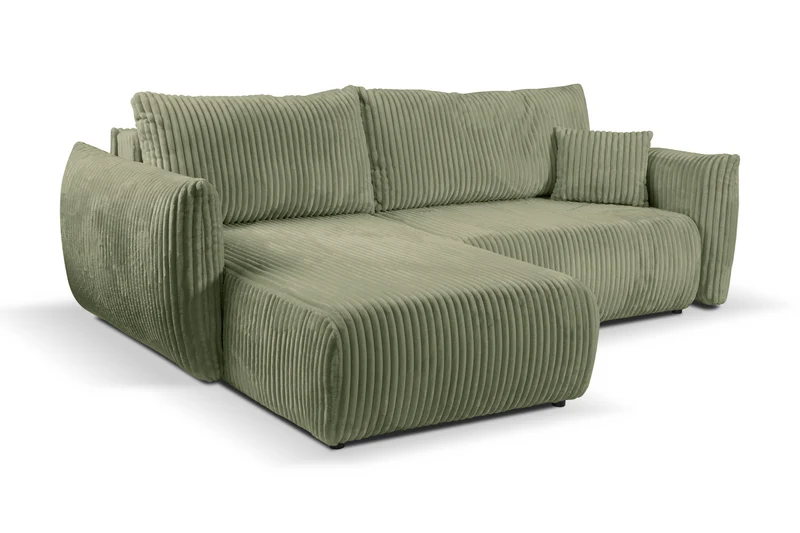 Divano letto angolare in tessuto cannettato Parigi 257x111/177 cm