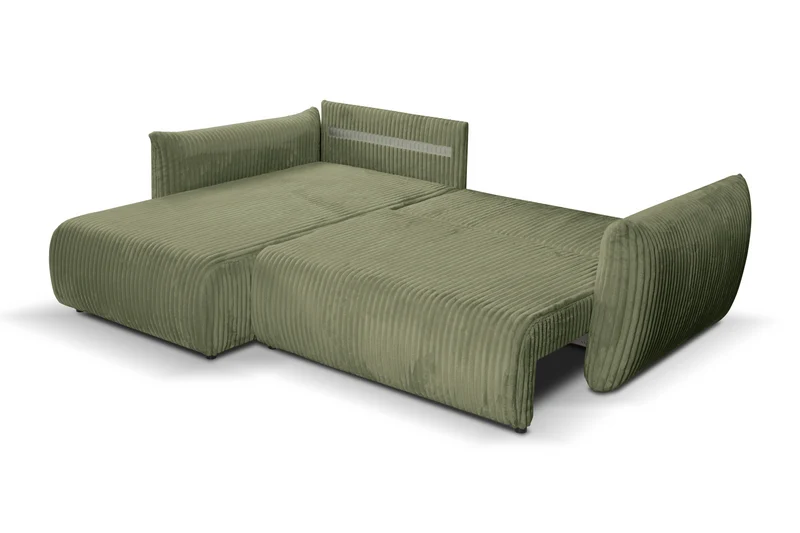 Divano letto angolare in tessuto cannettato Parigi 257x111/177 cm