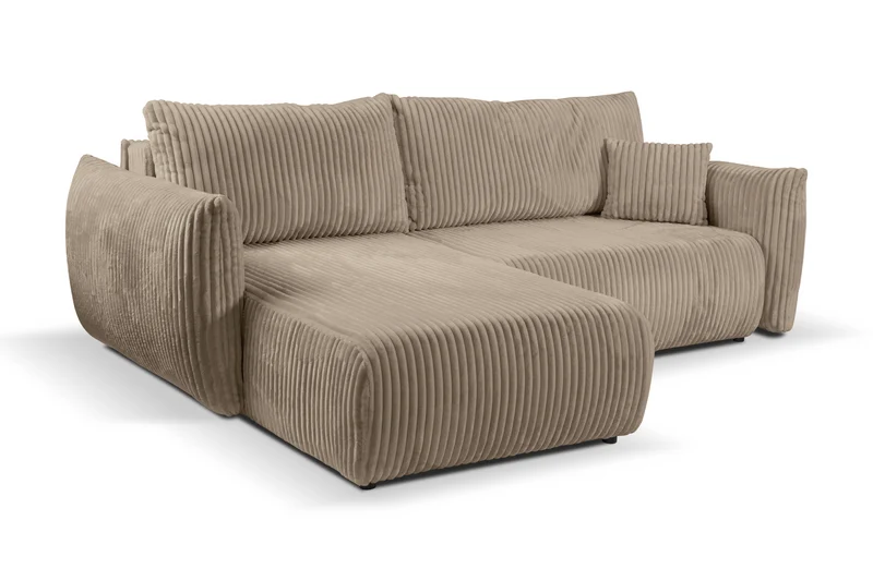 Divano letto angolare in tessuto cannettato Parigi 257x111/177 cm