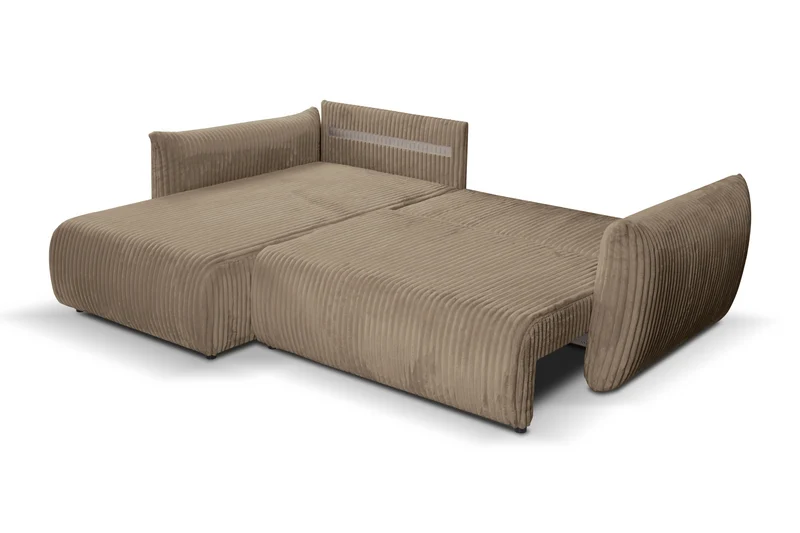 Divano letto angolare in tessuto cannettato Parigi 257x111/177 cm