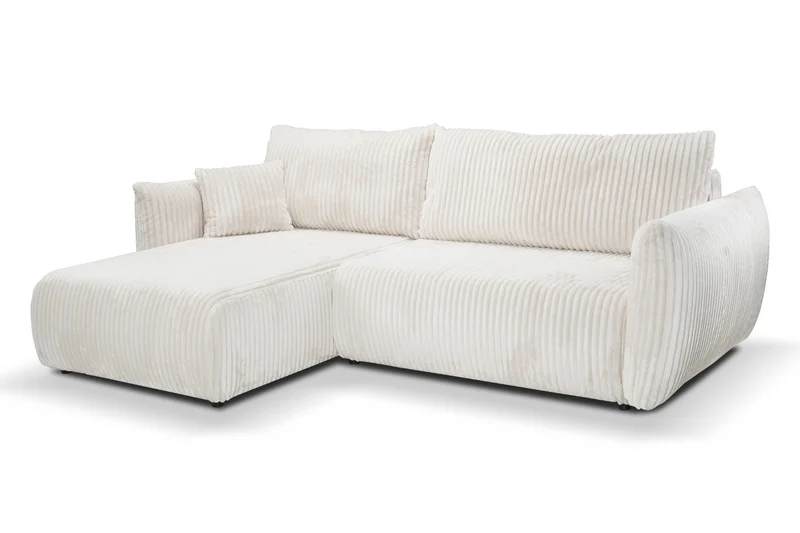 Divano letto angolare in tessuto cannettato Parigi 257x111/177 cm