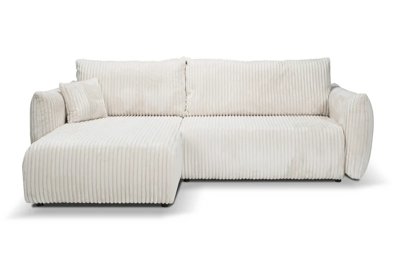 Divano letto angolare in tessuto cannettato Parigi 257x111/177 cm