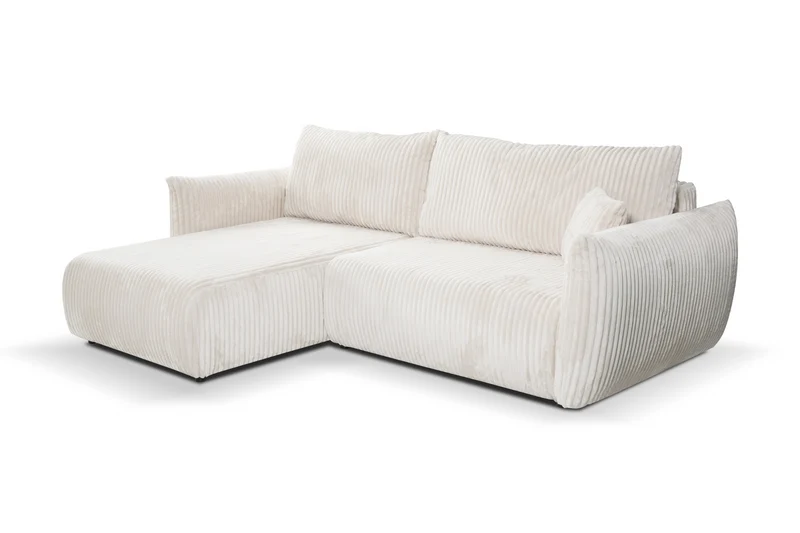 Divano letto angolare in tessuto cannettato Parigi 257x111/177 cm