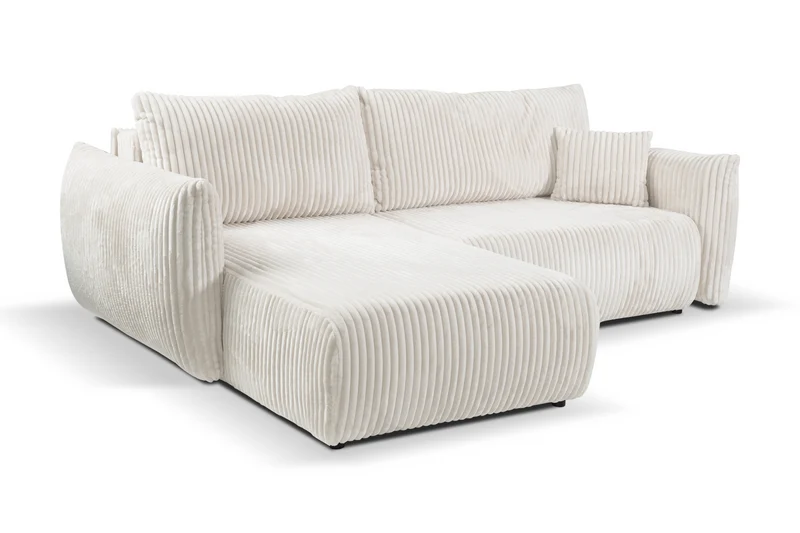 Divano letto angolare in tessuto cannettato Parigi 257x111/177 cm
