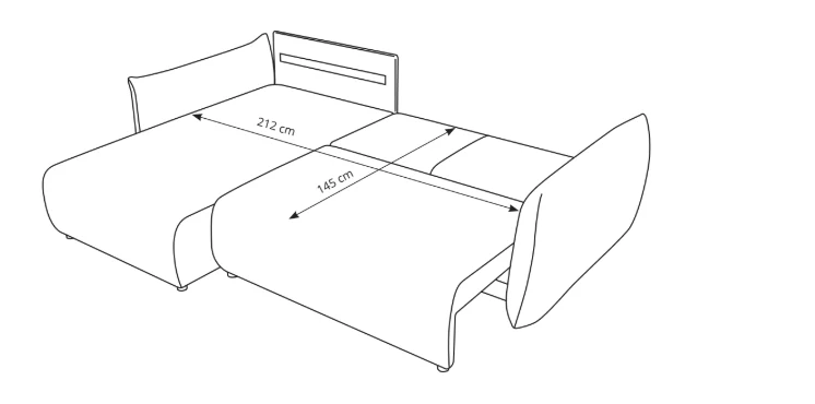 Divano letto angolare in tessuto cinigliato bianco Parigi 257x111/177 cm