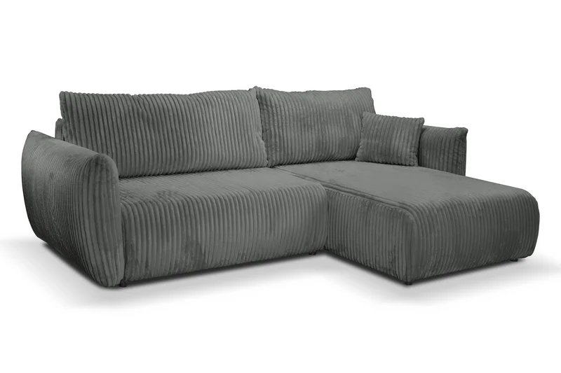 Divano letto angolare in tessuto cannettato Parigi 257x111/177 cm