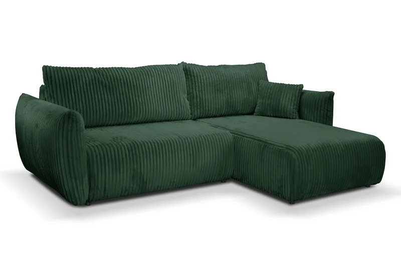 Divano letto angolare in tessuto cannettato Parigi 257x111/177 cm