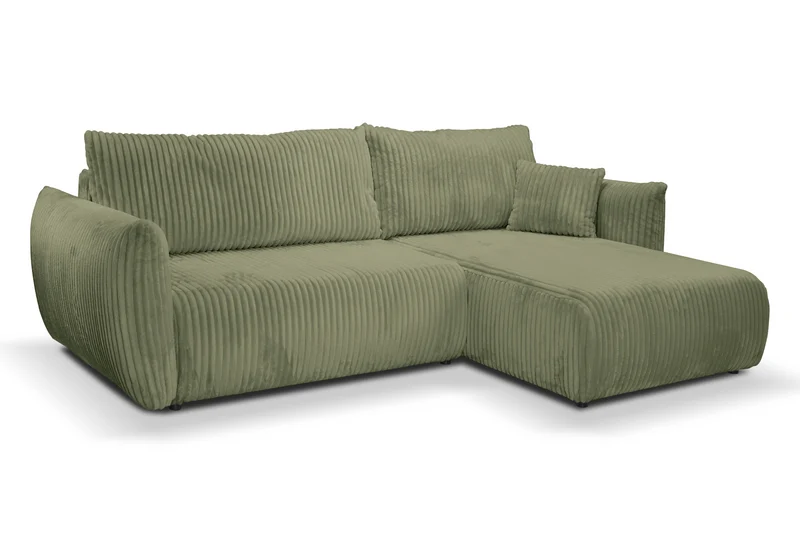 Divano letto angolare in tessuto cannettato Parigi 257x111/177 cm