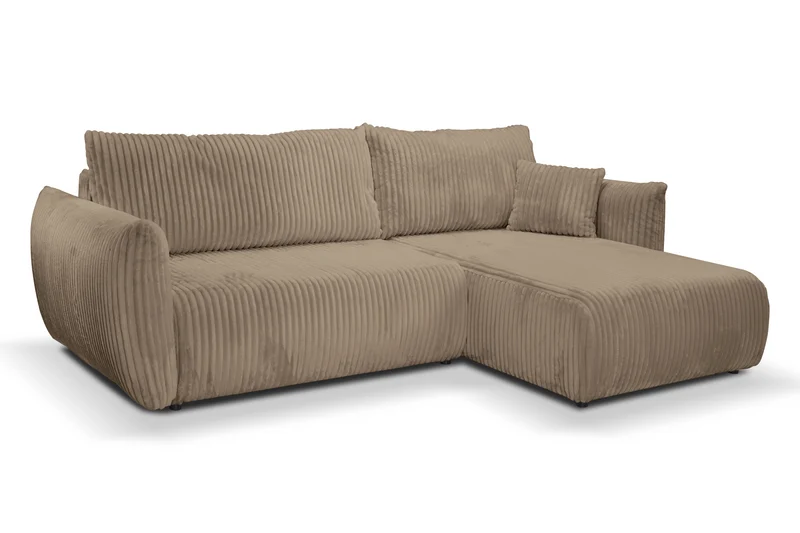 Divano letto angolare in tessuto cannettato Parigi 257x111/177 cm