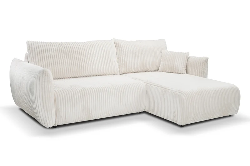 Divano letto angolare in tessuto cannettato Parigi 257x111/177 cm