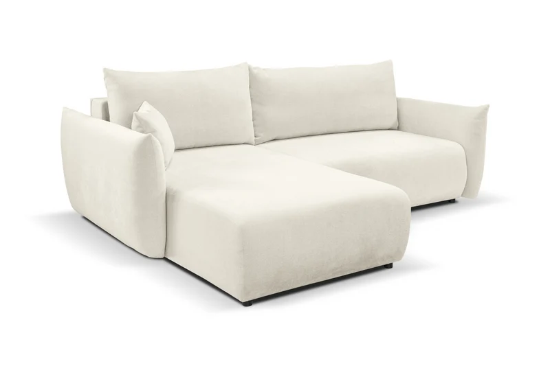 Divano letto angolare in tessuto cinigliato bianco Parigi 257x111/177 cm