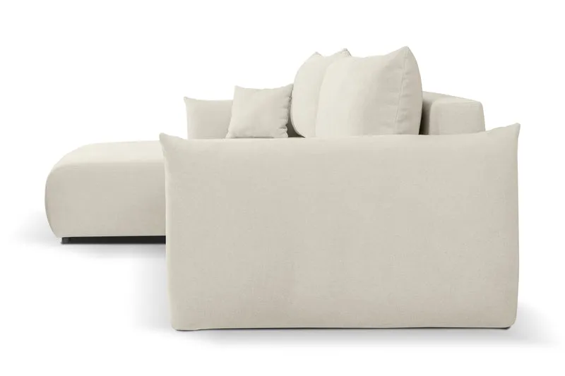 Divano letto angolare in tessuto cinigliato bianco Parigi 257x111/177 cm