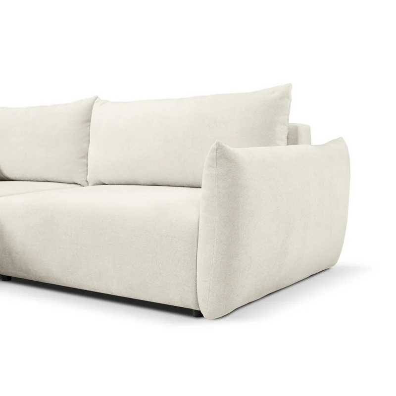 Divano letto angolare in tessuto cinigliato bianco Parigi 257x111/177 cm