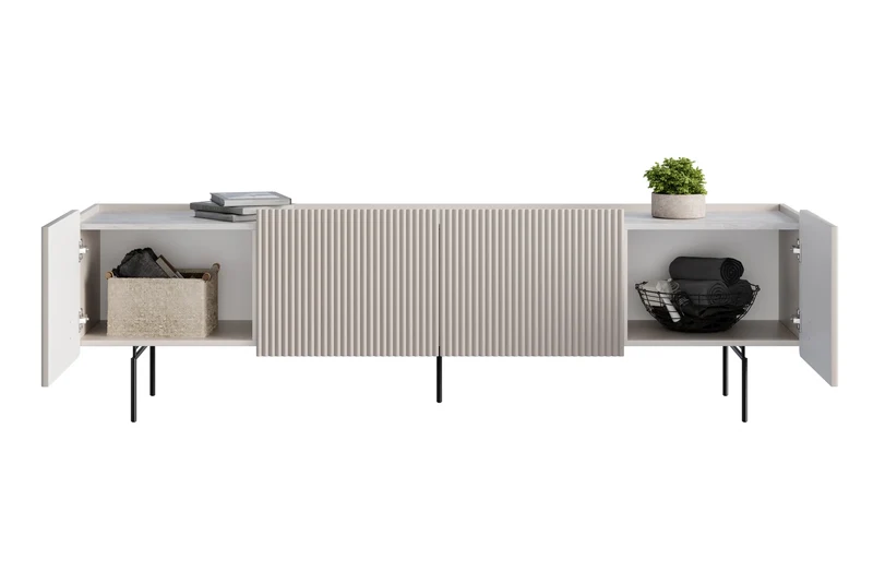 Mobile TV 2 ante 2 cassetti con piede in metallo Miami 200x57 cm