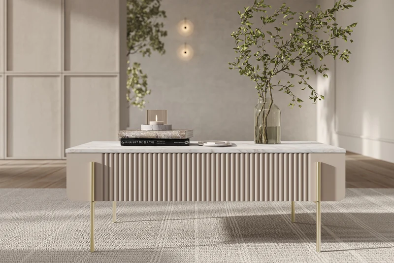 Tavolino 2 cassetti con piede in metallo Miami 100x40 cm