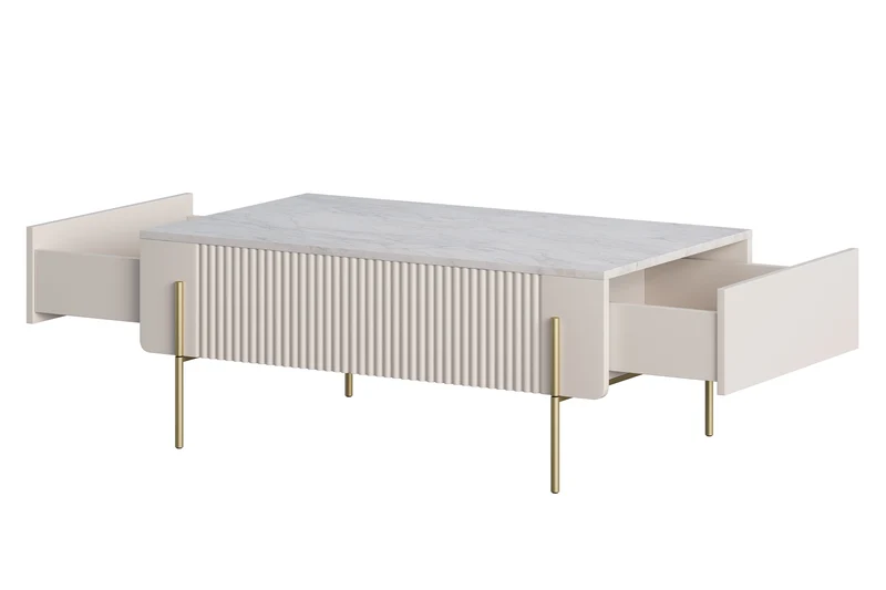 Tavolino 2 cassetti con piede in metallo Miami 100x40 cm