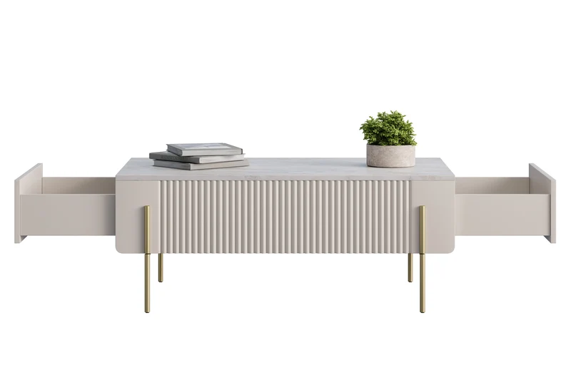 Tavolino 2 cassetti con piede in metallo Miami 100x40 cm