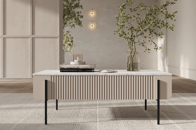 Tavolino 2 cassetti con piede in metallo Miami 100x40 cm