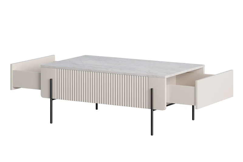 Tavolino 2 cassetti con piede in metallo Miami 100x40 cm