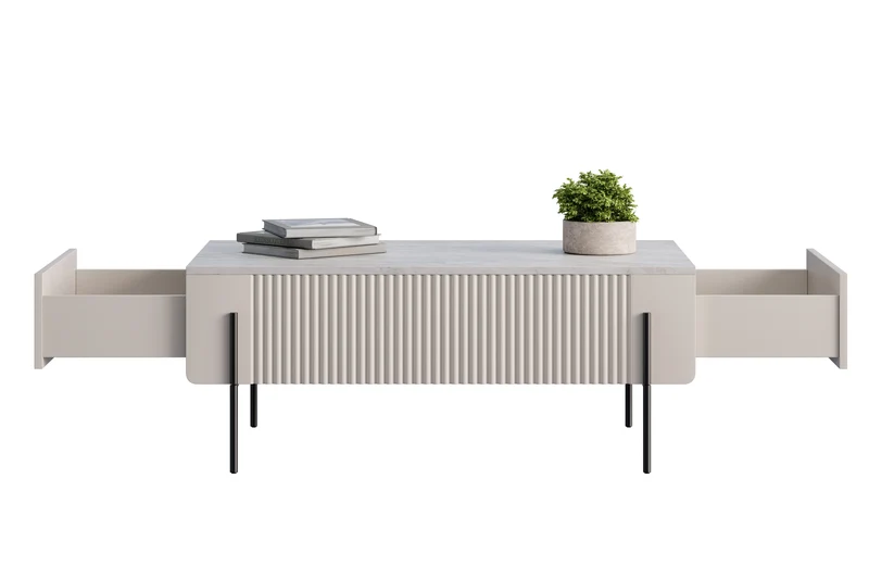 Tavolino 2 cassetti con piede in metallo Miami 100x40 cm