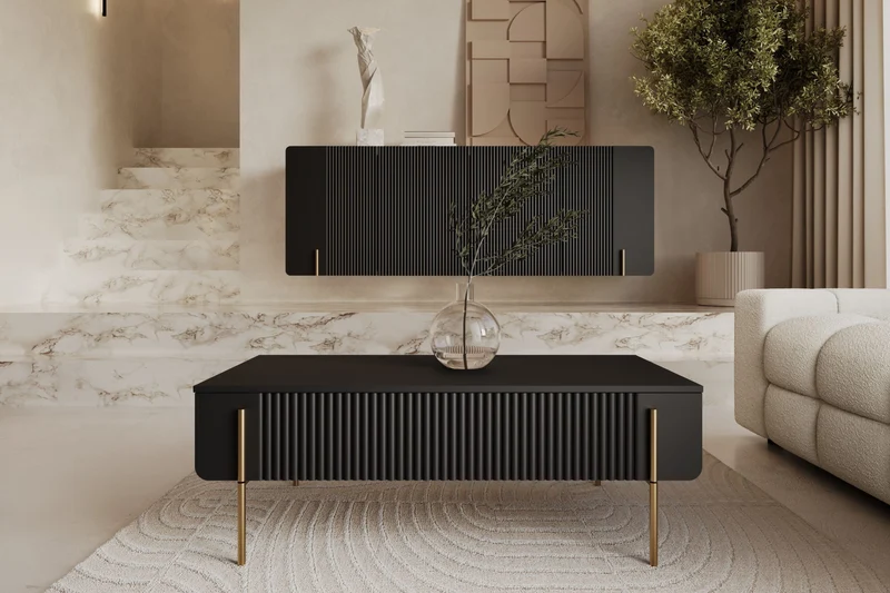 Tavolino 2 cassetti con piede in metallo Miami 100x40 cm