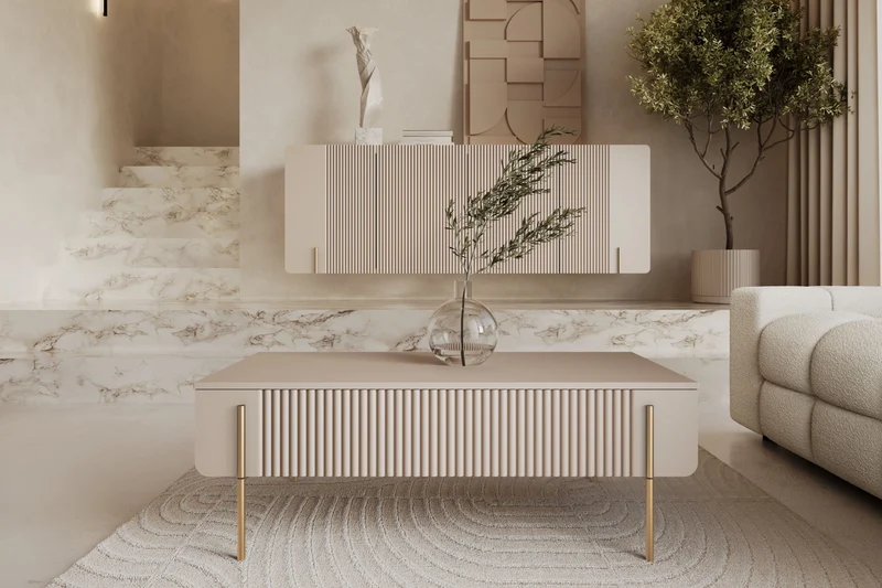 Tavolino 2 cassetti con piede in metallo Miami 100x40 cm
