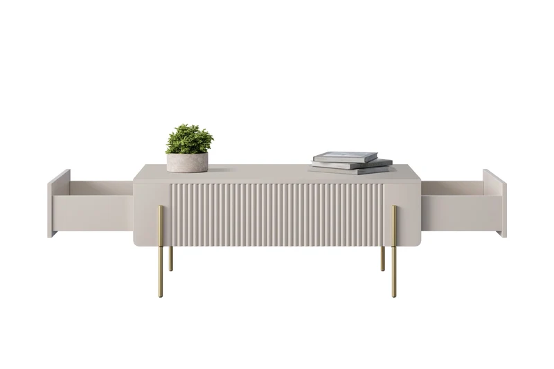 Tavolino 2 cassetti con piede in metallo Miami 100x40 cm
