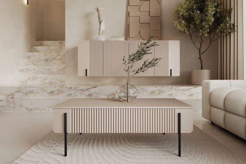 Tavolino 2 cassetti con piede in metallo Miami 100x40 cm