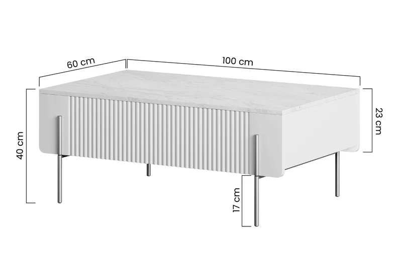 Tavolino 2 cassetti con piede in metallo Miami 100x40 cm